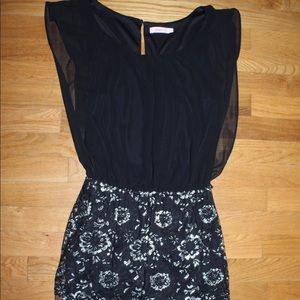 formal black & silver floral dress